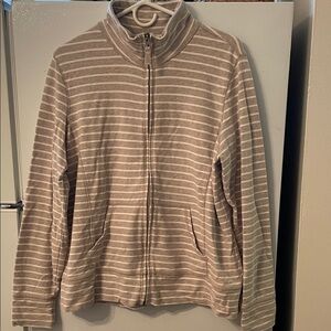 L.L. Bean XL Cotton Women's Tan and Cream Striped Sweater